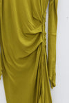 marc le bihan off shoulder pleated dress 2849 E23 ANIS